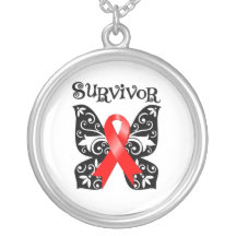 Blood Cancer Butterfly Ribbon Pendant