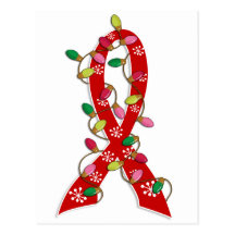 Blood Cancer Christmas Lights Ribbon Postcard