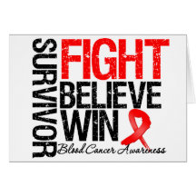 Blood Cancer Survivor Fight Believe Win Motto Card