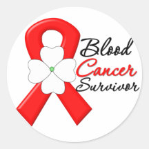 Blood Cancer Survivor Flower Ribbon Round Sticker
