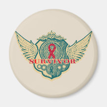 Blood Cancer Survivor Vintage Winged Fridge Magnets