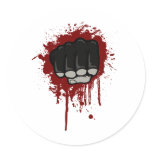 Blood fist round sticker