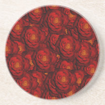 Blood red roses beverage coaster