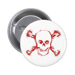 Blood Smeared Skull & Bloody Cross Bones Pinback Button