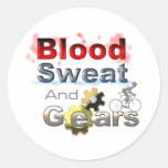 blood sweat and gears round stickers