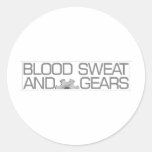 blood sweat & gears 3 round stickers
