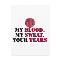 Blood sweat tears - baseball/softball post cards