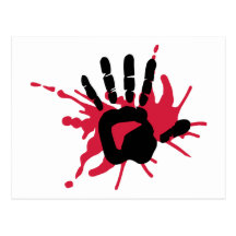Bloody hand postcards