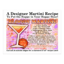 Bloody Martini Recipe Postcard