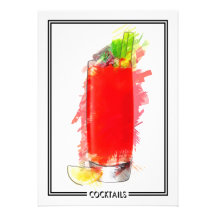 Bloody Mary Cocktail Marker Sketch Personalized Announcement