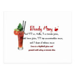 Bloody Mary Drink Recipe Post Card