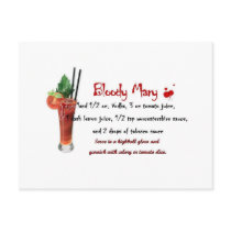 Bloody Mary Drink Recipe Post Card