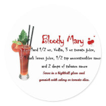 Bloody Mary Drink Recipe Round Sticker