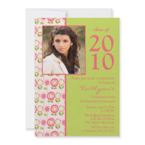 Bloom Pink Fowers Photo Graduation Invitation