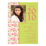 Bloom Pink Fowers Photo Graduation Invitation