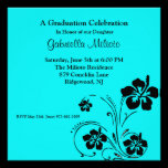 Blooming Flowers on Green Graduation Invitation invitations