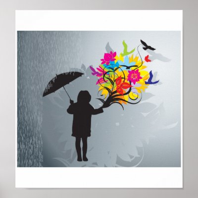 Blooming in the Rain Print by dryicons