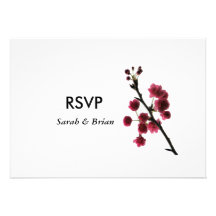 Blossoming Joy Asian Inspired Wedding Respond Card Announcements