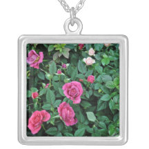 Blossoming Rose with differen shades of pink Personalized Necklace