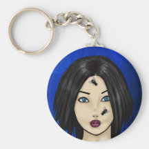 Blowflies and the Girl (Blue Bacteria) Keychain