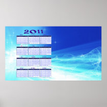 Blue 2011 Year at a Glance Calendar Poster Print