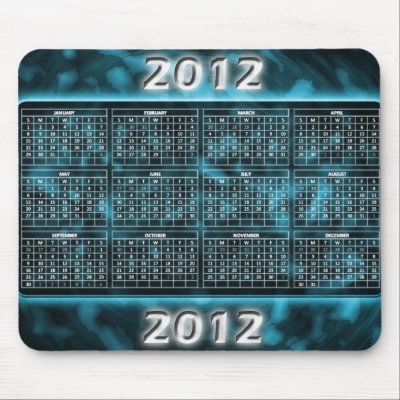 Blue 2012 Calendar Mousepad by dressologic