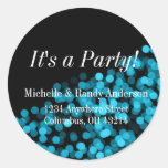 Blue 2 Party Lights Return Address Labels Sticker