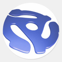 Blue 3D 45 RPM Adapter Round Stickers