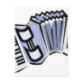 Blue accordion graphic image design, music postcard