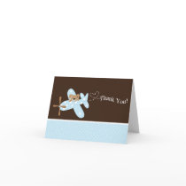 Blue Airplane Baby Shower Thank You Note Card