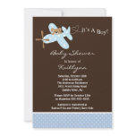 Blue Airplane Boy Baby Shower Invitation