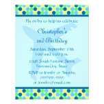 Blue Airplane dots boys Birthday Party Invitation