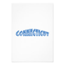 Blue American Flag Connecticut Personalized Invite
