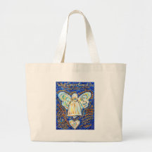 Blue &amp; Gold Cancer Angel - Large Canvas Bags