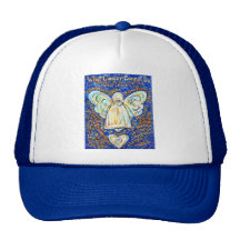 Blue &amp; Gold Cancer Angel - Large Mesh Hat