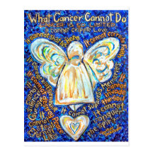 Blue &amp; Gold Cancer Angel - Large Postcard