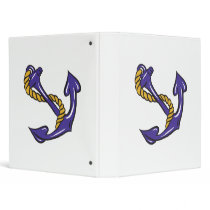 blue anchor and rope sailor boating design 3 ring binders