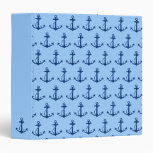 Blue Anchor Pattern Vinyl Binder