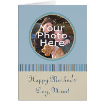 Blue and Beige Photo Frame Mother's Day Card