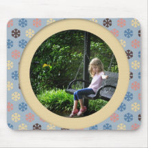 Blue and Beige Snowflakes Mousepad