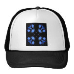 Blue and black 4 up repeat of wildflowers hat