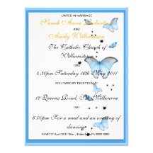 Blue and Black Butterfly Wedding Set Personalized Invitations
