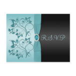 Blue and Black Floral R.S.V.P Postcard