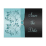 Blue and Black Floral Save the Date Postcard