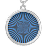 Blue and black Funky Striped Abstract Art Necklaces