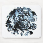 Blue and Black Ink Swirl mousepads