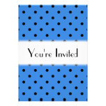 Blue and Black Polka Dot Pattern. Custom Invites