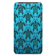 Blue and Black Sea Turtle Pattern iPod Case-Mate Case