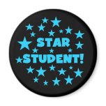 Blue and Black Star Student Fridge Magnet