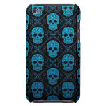 Blue and Black Sugar Skull Pattern iPod Touch Case